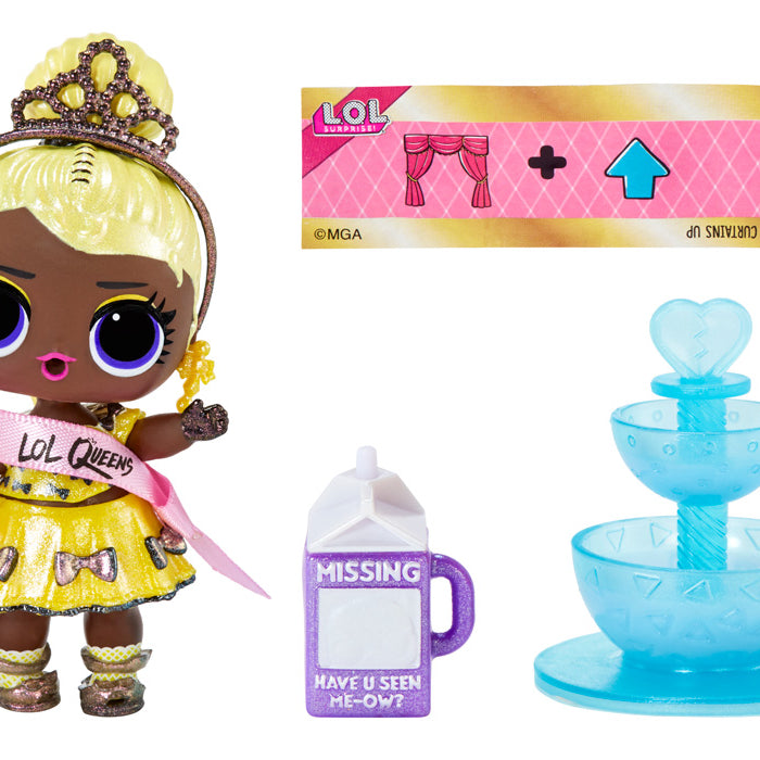 L.O.L. Surprise! Queens Doll – Royal Edition with 9 Surprises | Throne, Tiara, Fashion Accessories | Collectible Ball with Secret Royal Theme | Styles May Vary