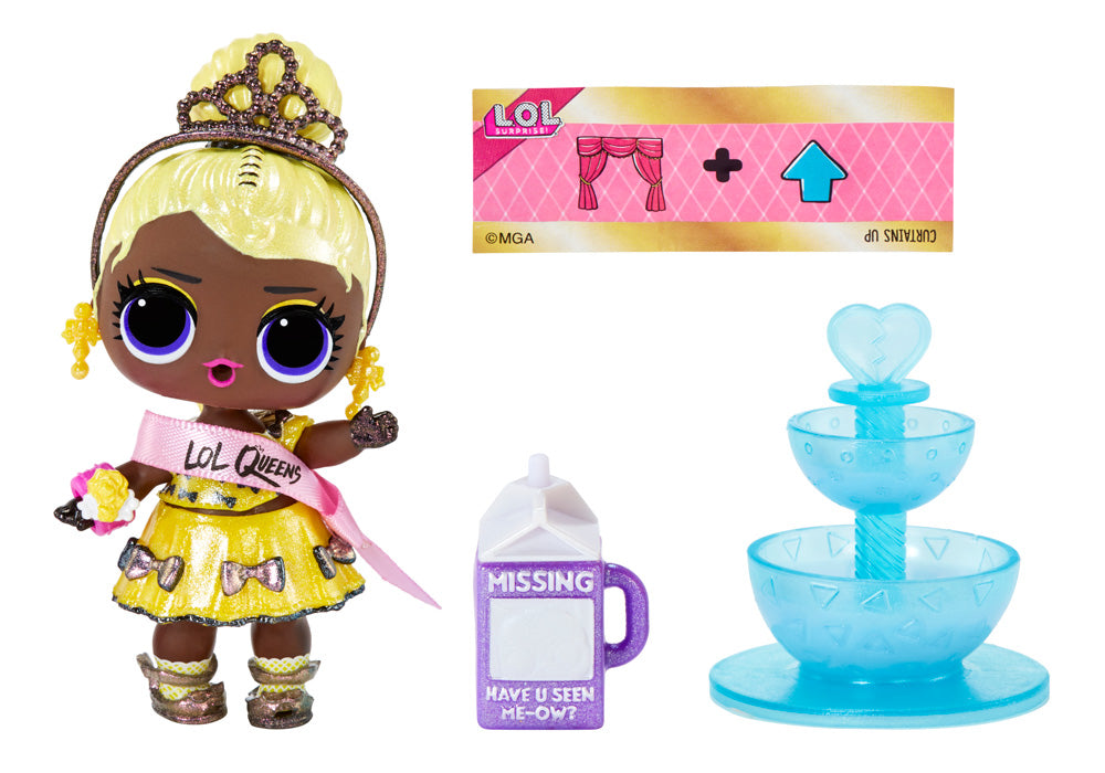 L.O.L. Surprise! Queens Doll – Royal Edition with 9 Surprises | Throne, Tiara, Fashion Accessories | Collectible Ball with Secret Royal Theme | Styles May Vary