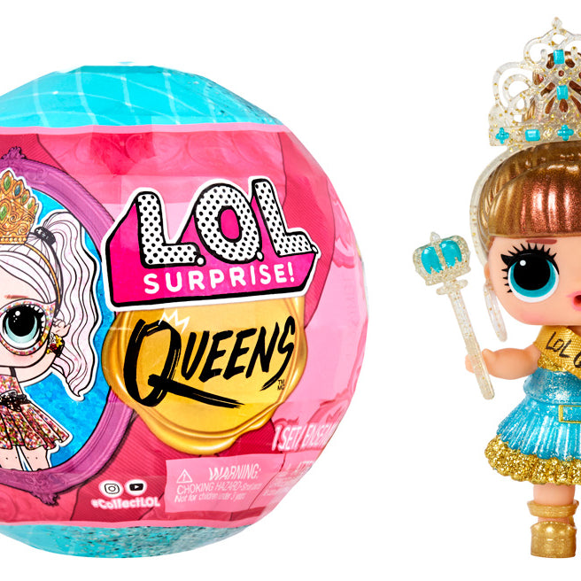 L.O.L. Surprise! Queens Doll – Royal Edition with 9 Surprises | Throne, Tiara, Fashion Accessories | Collectible Ball with Secret Royal Theme | Styles May Vary