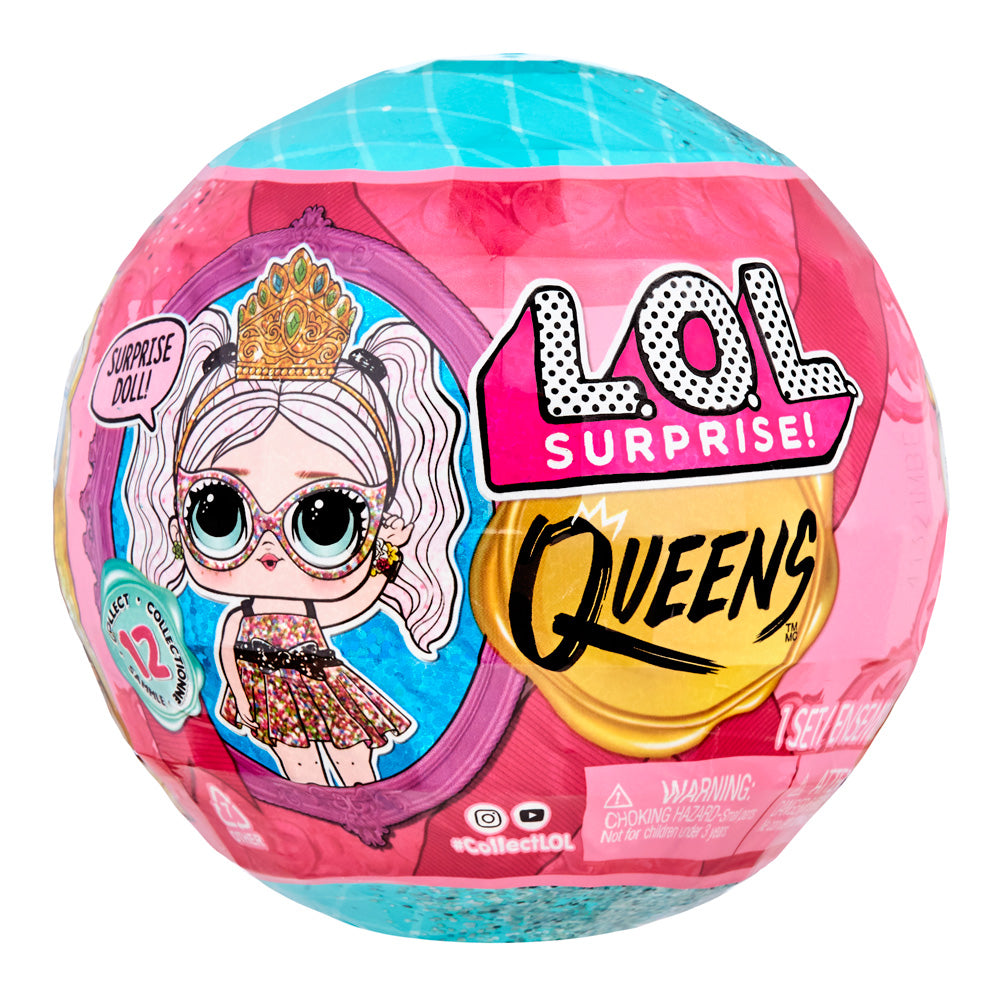 L.O.L. Surprise! Queens Doll – Royal Edition with 9 Surprises | Throne, Tiara, Fashion Accessories | Collectible Ball with Secret Royal Theme | Styles May Vary