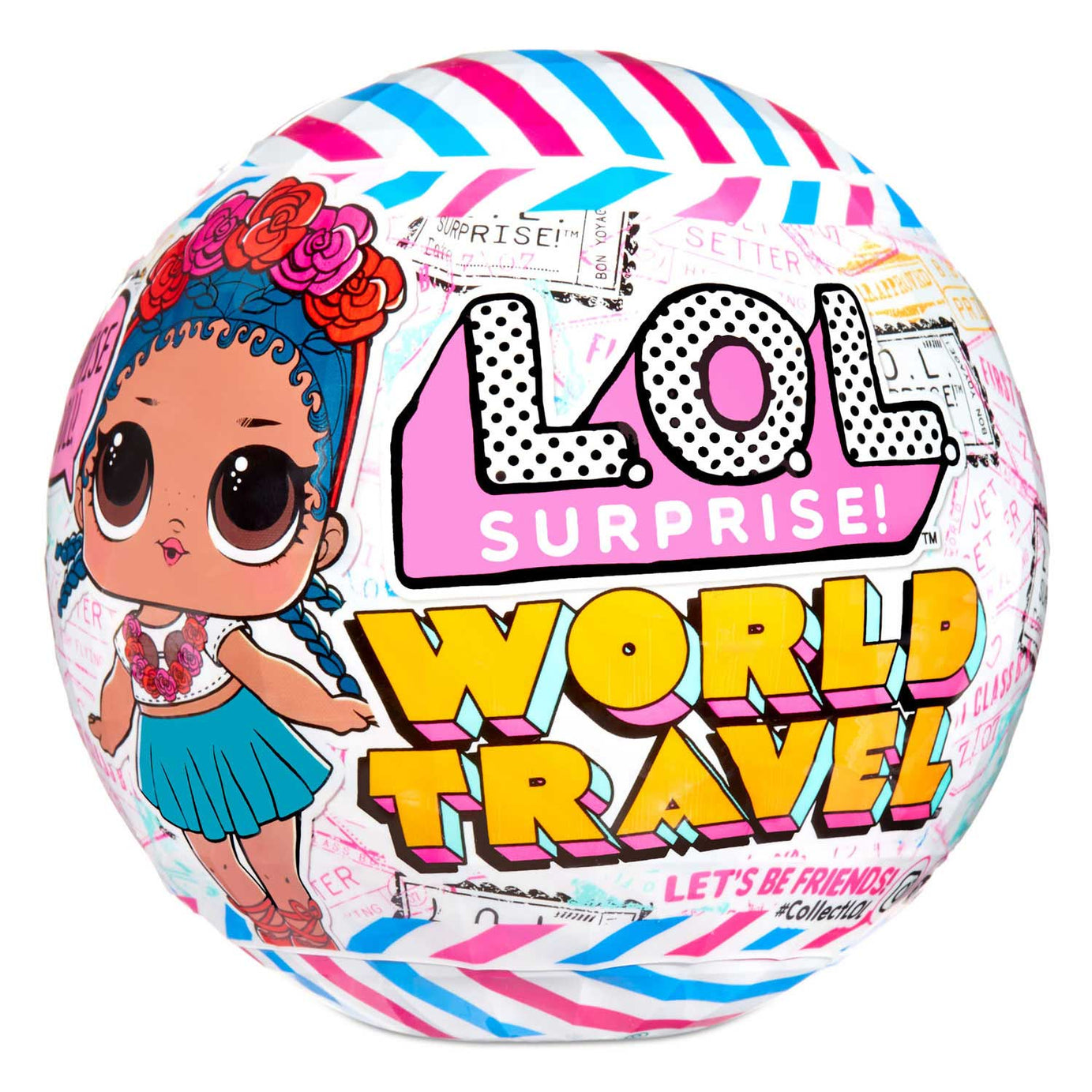 L.O.L. Surprise! World Travel Doll – 8 Surprises Inside Including Passport, Water Reveal & Fashion Accessories | Travel-Themed Collectible in Globe Packaging with Stand | Styles May Vary