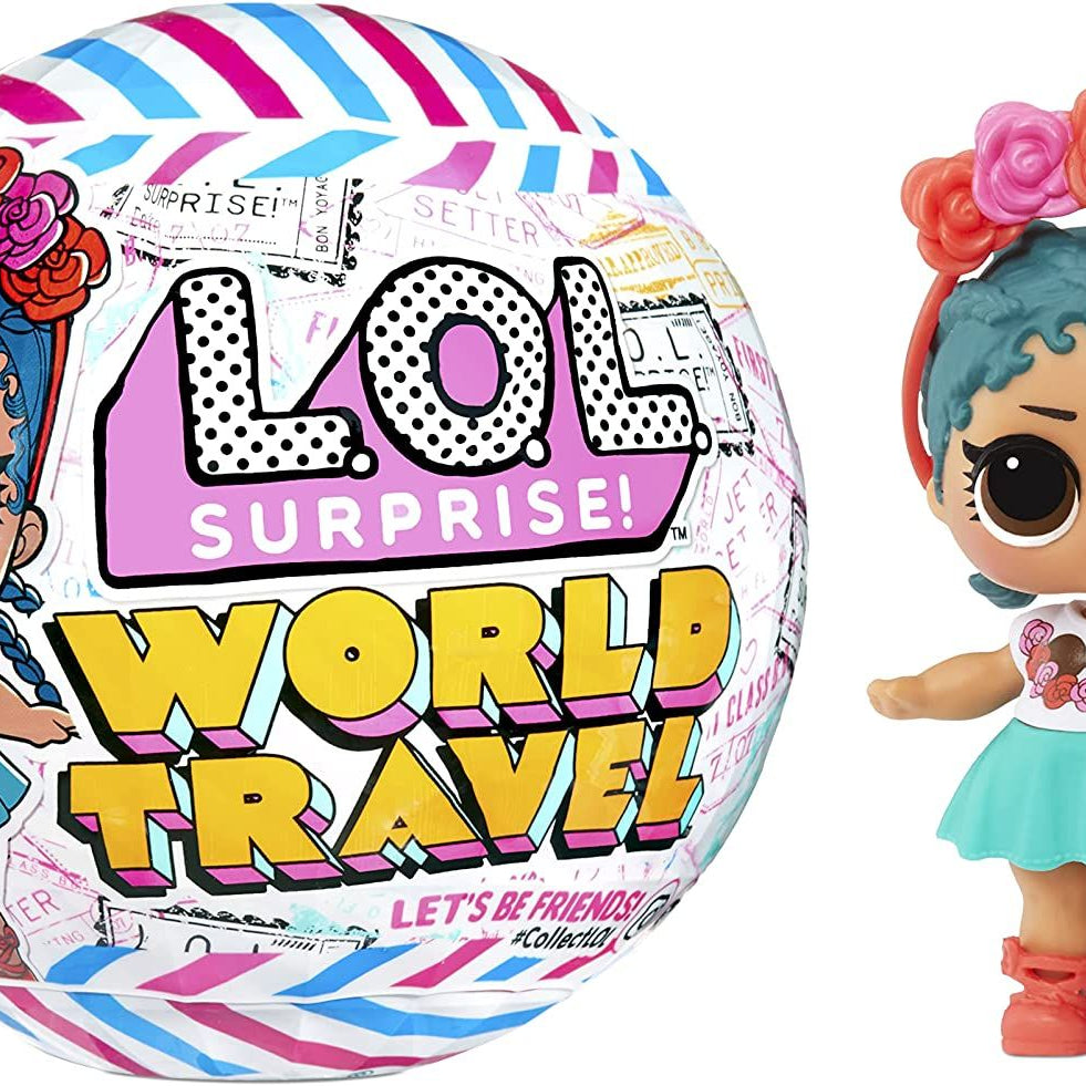 L.O.L. Surprise! World Travel Doll – 8 Surprises Inside Including Passport, Water Reveal & Fashion Accessories | Travel-Themed Collectible in Globe Packaging with Stand | Styles May Vary