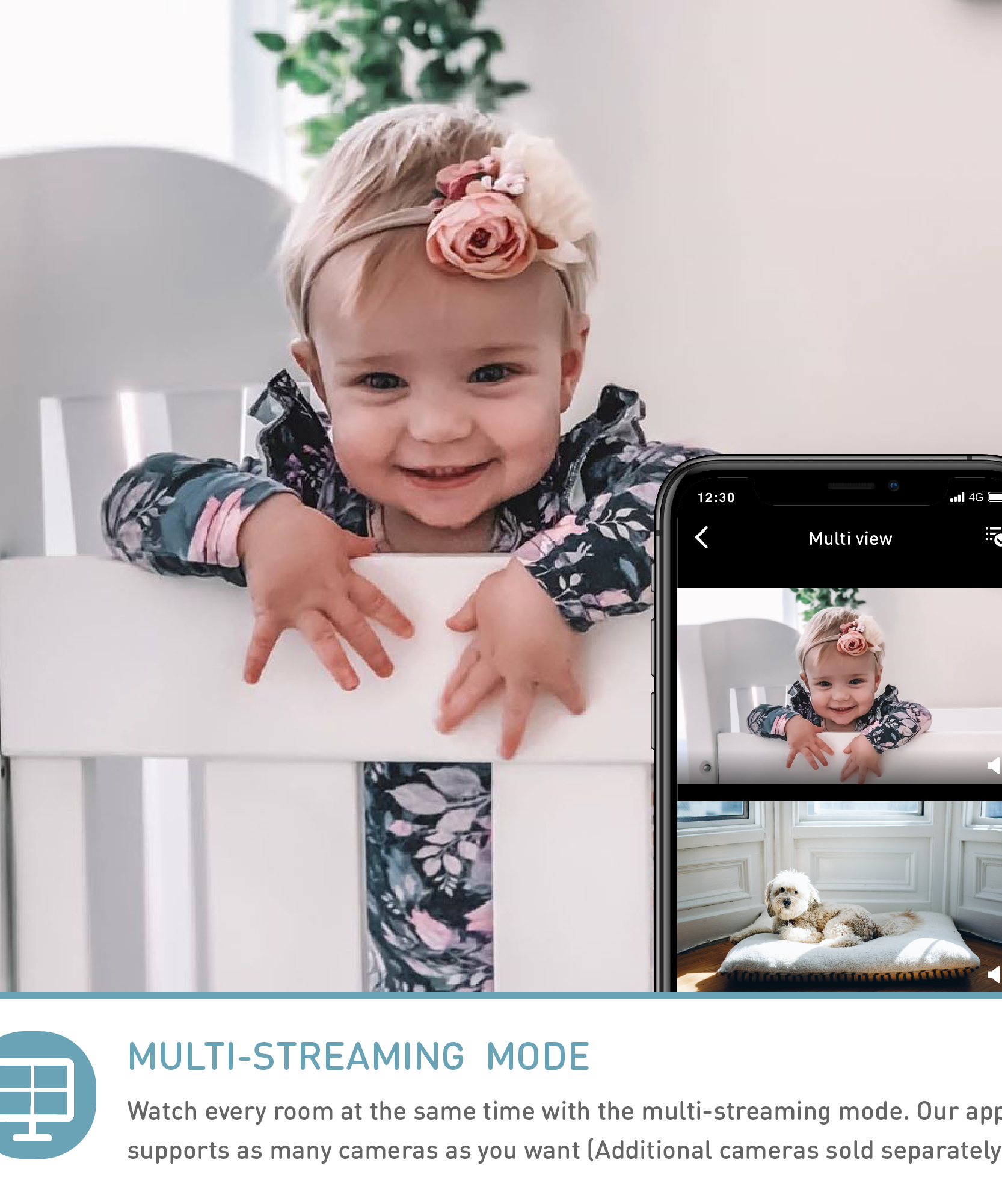 Lollipop Baby Camera | Advanced Smart Wi-Fi Full-HD 1080p Camera with Crying Detection and Breathing Monitoring (Available in Pistachio, Cotton Candy, and Turquoise) - MINIMEE KIDS