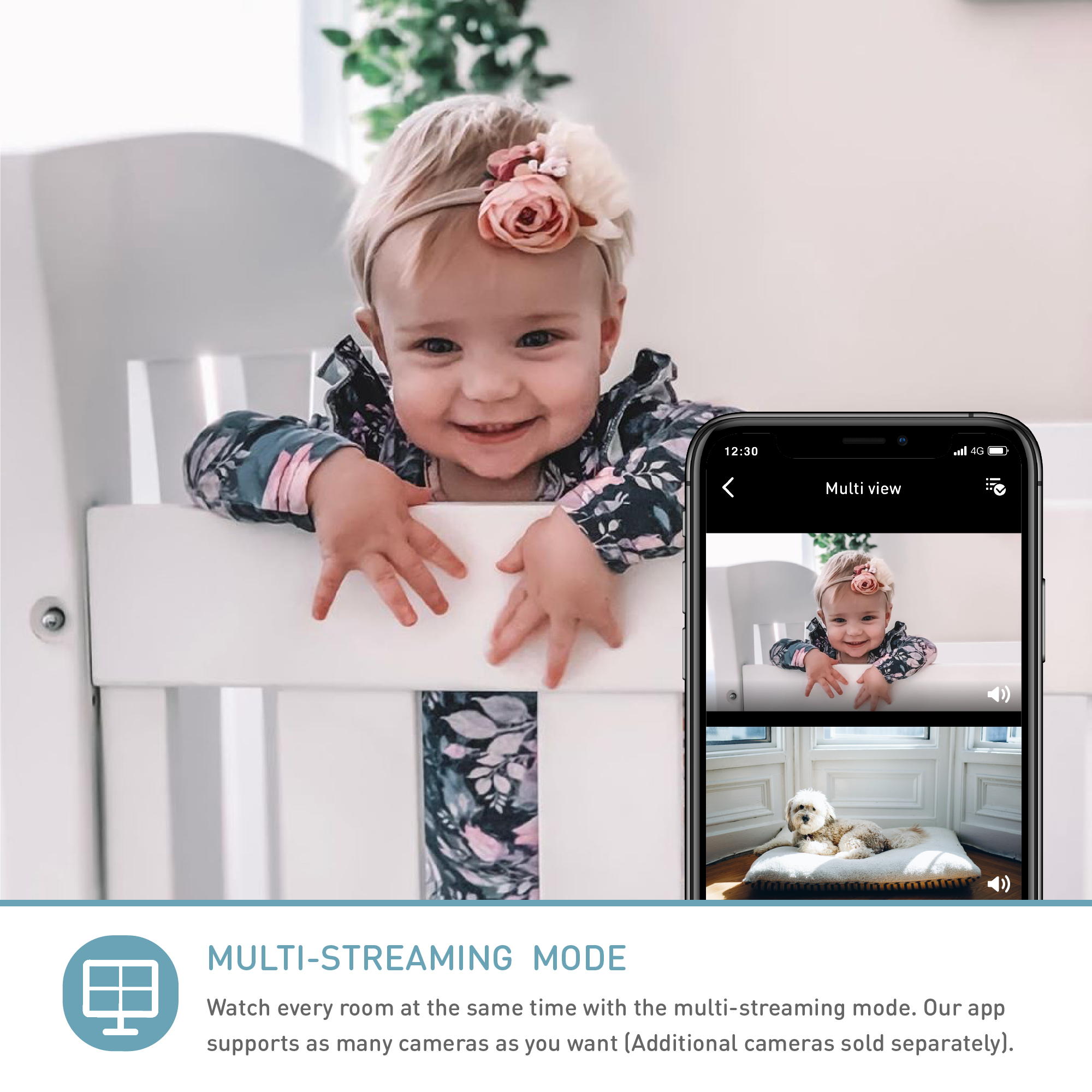 Lollipop Baby Camera | Advanced Smart Wi-Fi Full-HD 1080p Camera with Crying Detection and Breathing Monitoring (Available in Pistachio, Cotton Candy, and Turquoise)
