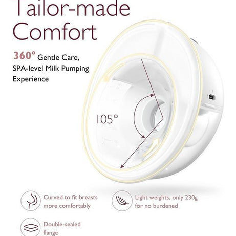 Momcozy M5 Wearable Single Breast Pump – Painless Horizontal Pumping with Vibrate-to-Pump Mode, Hands-Free & Ultra-Lightweight Design