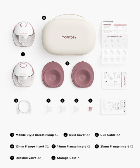 Momcozy Mobile Style™ M6 Hands-free Wearable Breast Pump | Ultra-Slim & Discreet 2nd Gen Motor | 3 Modes & 9 Suction Levels | Single or Double Pump Options with 12-Month Warranty - MINIMEE KIDS