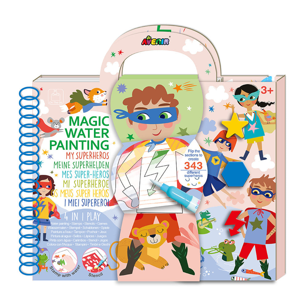 Avenir Magic Water Painting Book – 4-in-1 Activity Set for Kids | Reusable & Mess-Free | Ages 3+