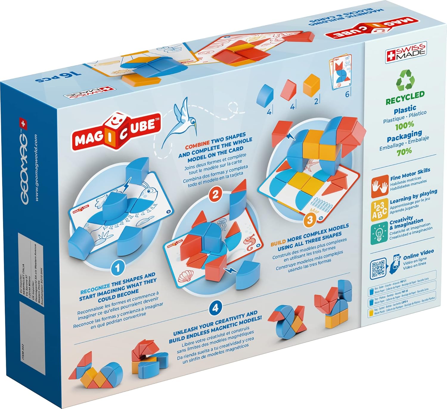 Geomag Magicube Magnetic Building Blocks & Fun Card Activities 16 Pieces For Ages 2-5 Years
