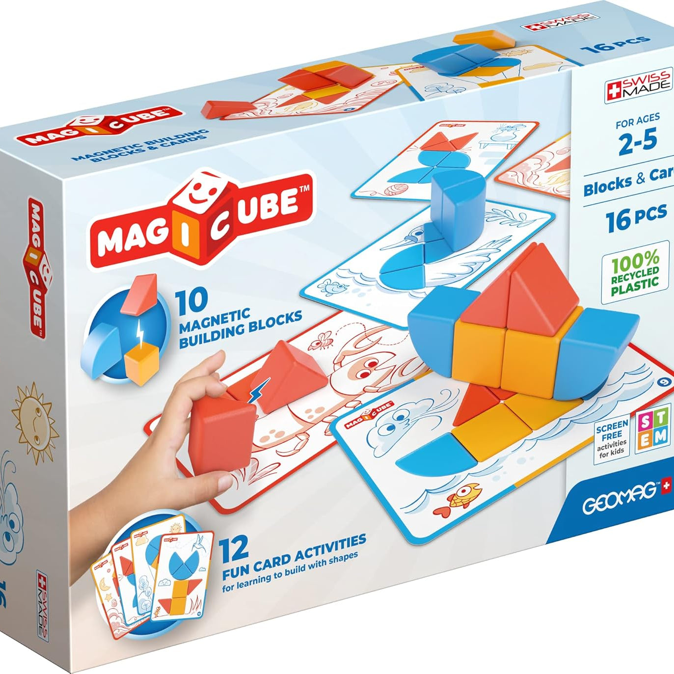 Geomag Magicube Magnetic Building Blocks & Fun Card Activities 16 Pieces For Ages 2-5 Years