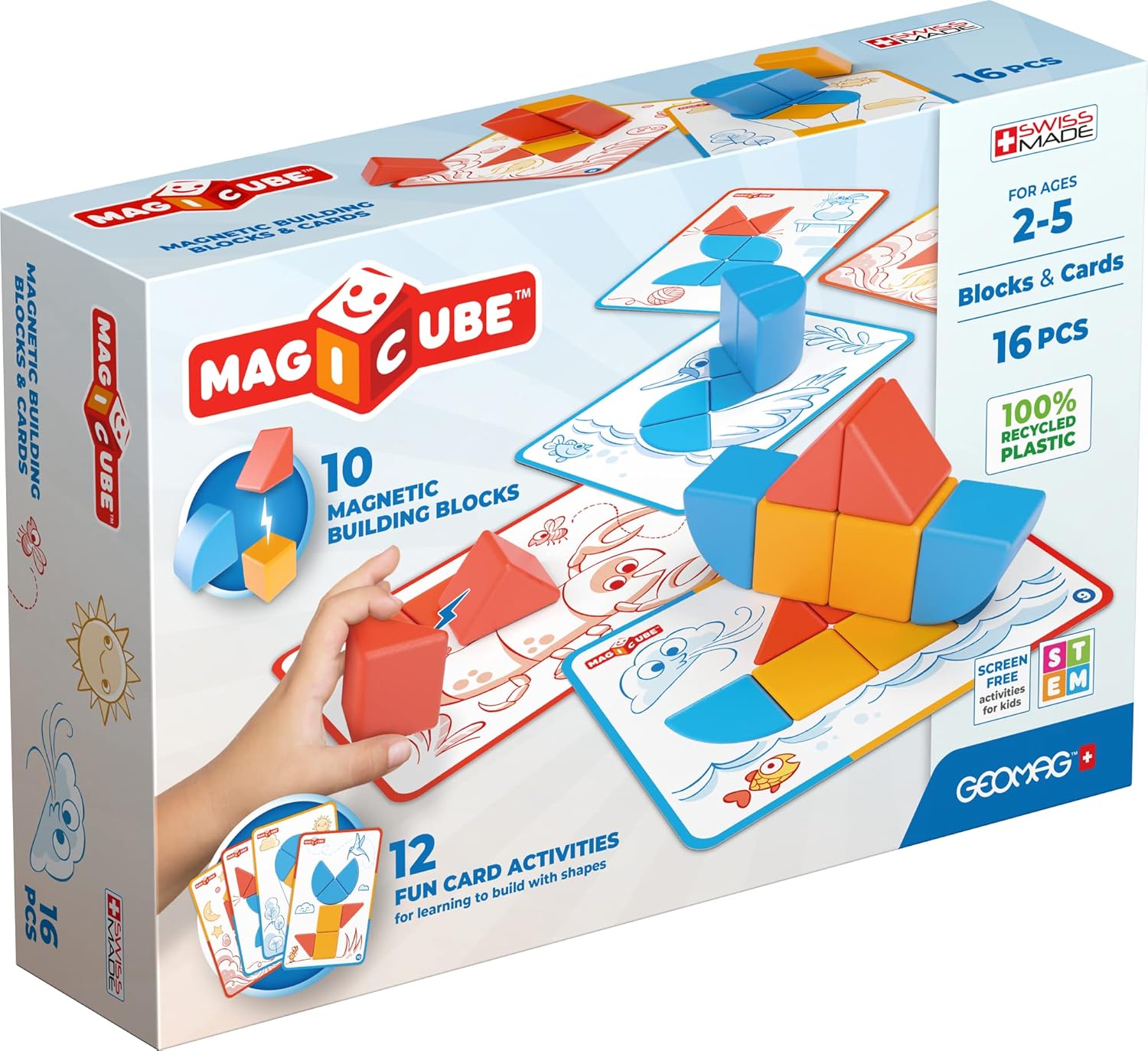 Geomag Magicube Magnetic Building Blocks & Fun Card Activities 16 Pieces For Ages 2-5 Years