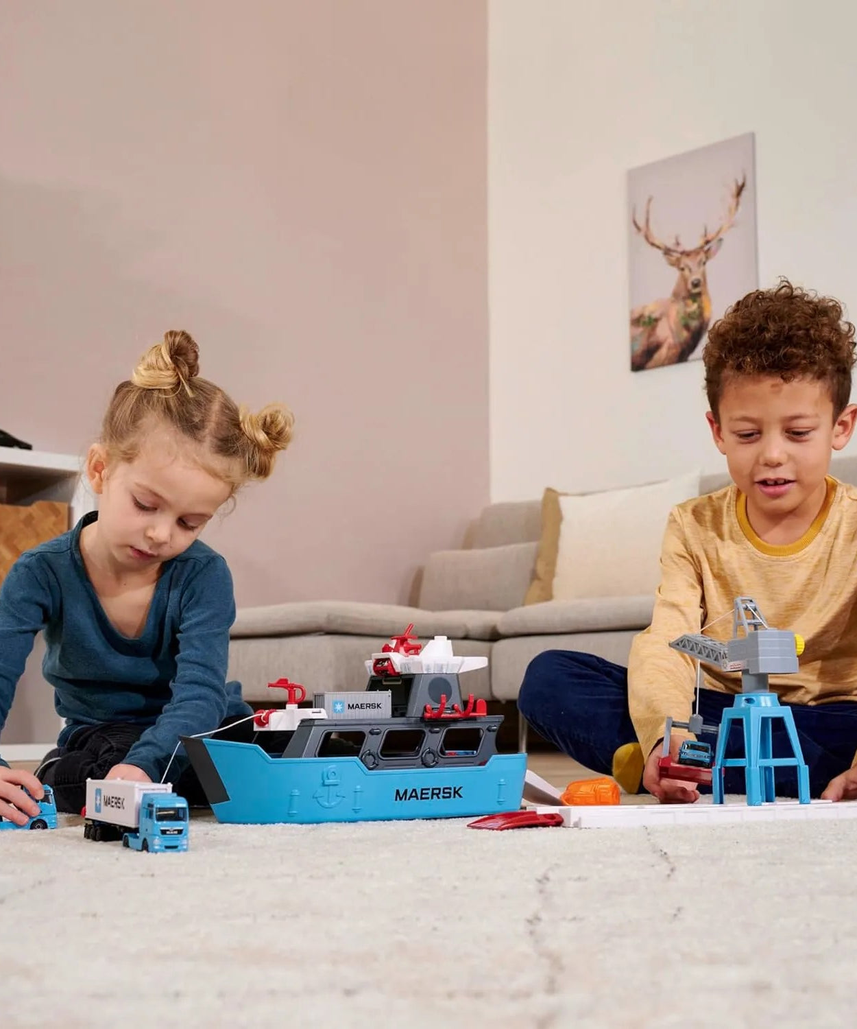 Majorette Logistic Freight Ship – Maersk Themed Container Loading Playset with Crane & Truck | 5 Years+ | Port Terminal Pretend Play for Kids - MINIMEE KIDS