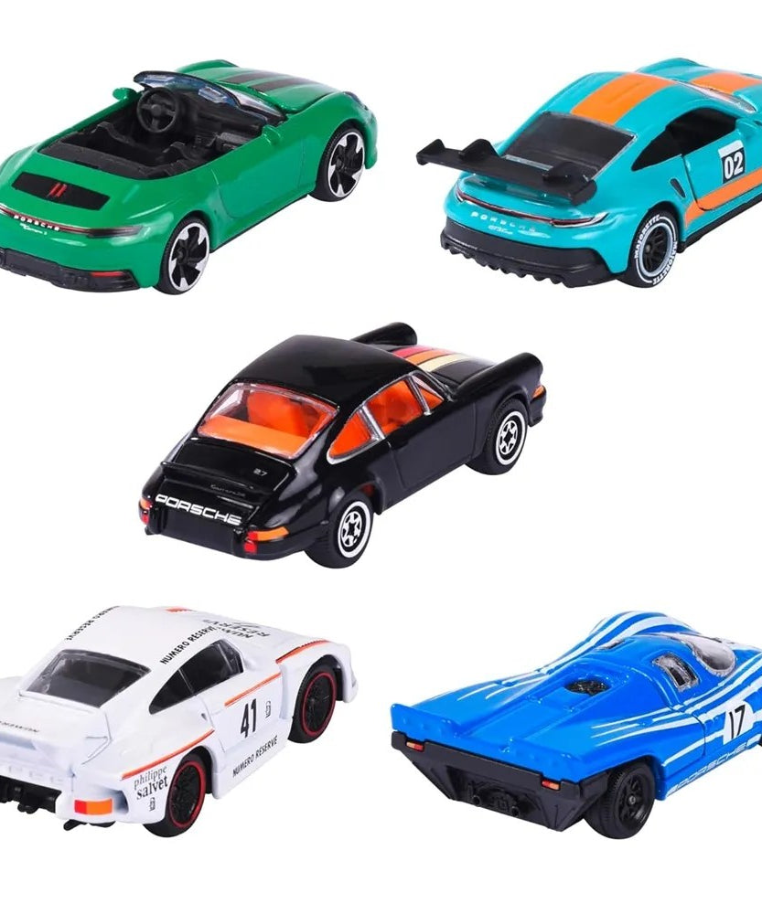 Majorette Diecast Porsche Edition Collection – Pack of 5 Luxury Porsche Model Cars – 1:64 Scale Miniature Vehicles with Opening Parts & Authentic Detailing – Officially Licensed Set for Kids & Collectors - MINIMEE KIDS