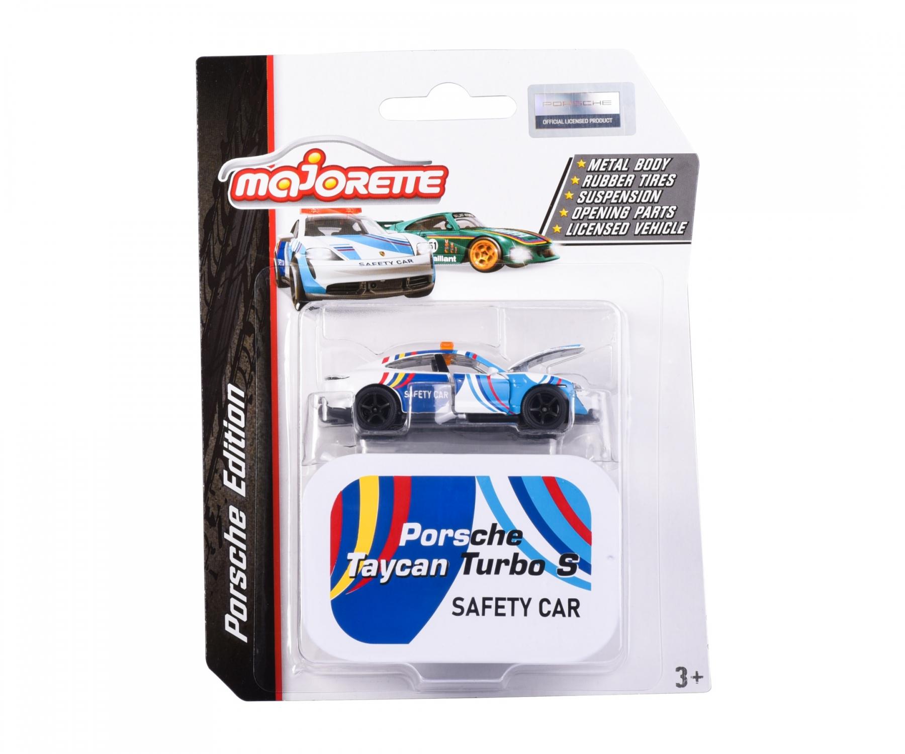Majorette Porsche Edition - Porsche Taycan Turbo S Safety Car | Official Licensed Die-Cast Car with Metal Body, Rubber Tires, Suspension & Opening Parts | Collector’s Edition | 3+