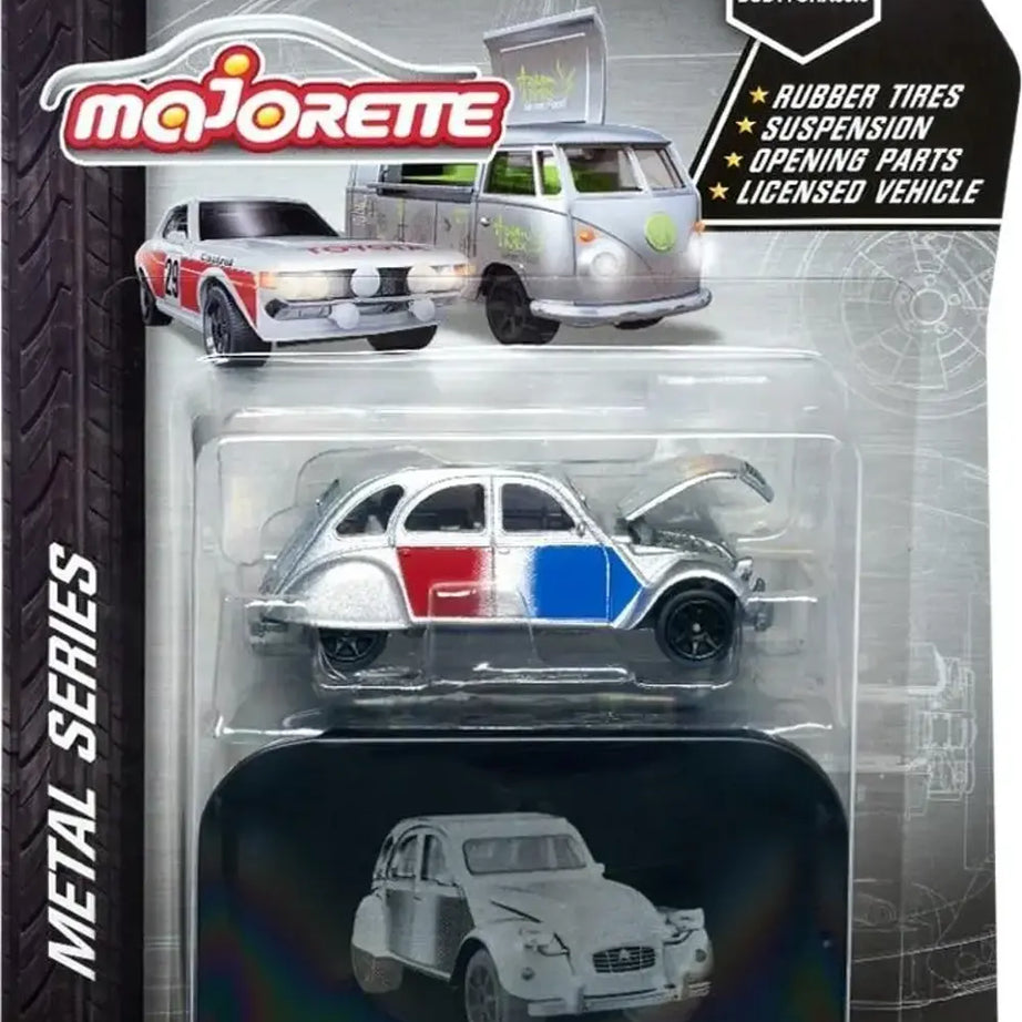 Majorette Vintage Deluxe Metal Series Citroën 2CV – 1:64 Scale Die-Cast Car with Rubber Tires, Suspension & Opening Parts | Collector’s Edition with Metal Tin Box | Licensed Vehicle