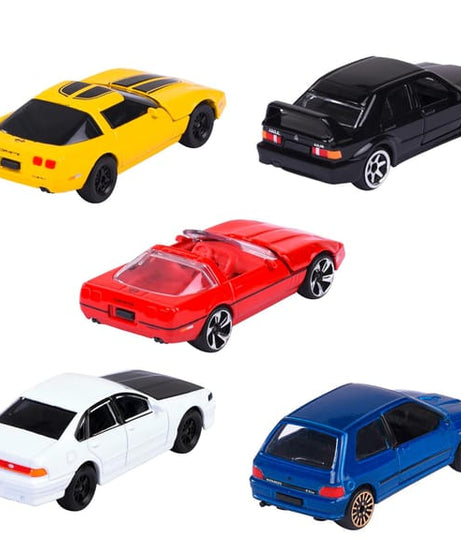 Majorette Youngsters 90’s 5-Piece Giftpack – Die-Cast Toy Cars Set | Includes Chevrolet Corvette C4 ZR-1, Mercedes-Benz 190 E, Nissan Cefiro & Renault Clio 16S – 1:64 Scale Metal Cars with Opening Parts – 3+ Years