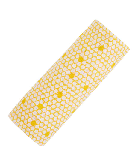 Malabar Baby Organic Muslin Swaddle - Hive Print | GOTS Certified Lightweight Cotton | 47" x 47" | Nature-Inspired Honeycomb Design for Newborns & Infants