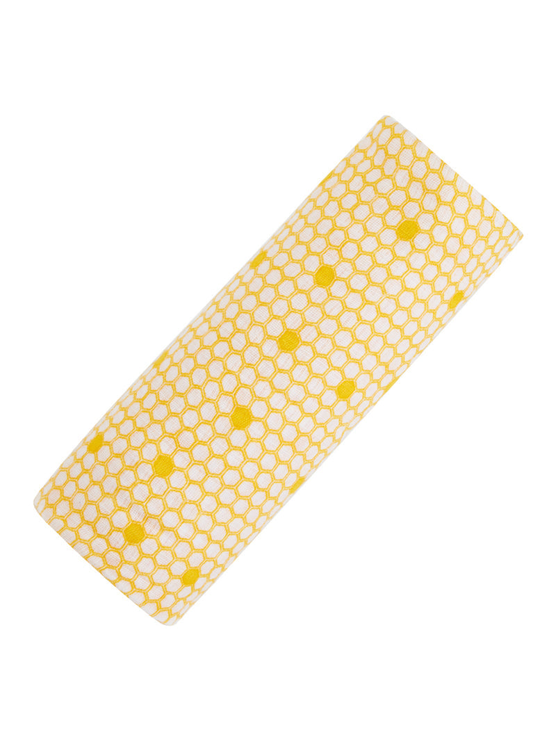 Malabar Baby Organic Muslin Swaddle - Hive Print | GOTS Certified Lightweight Cotton | 47" x 47" | Nature-Inspired Honeycomb Design for Newborns & Infants
