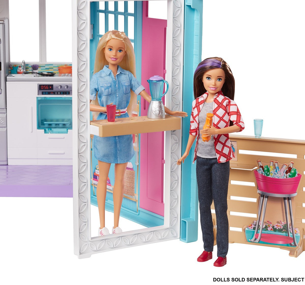 Barbie Malibu House 2-Story, 6-Room Dollhouse with Transformation Features and 25+ Accessories for Kids Ages 3 and Up