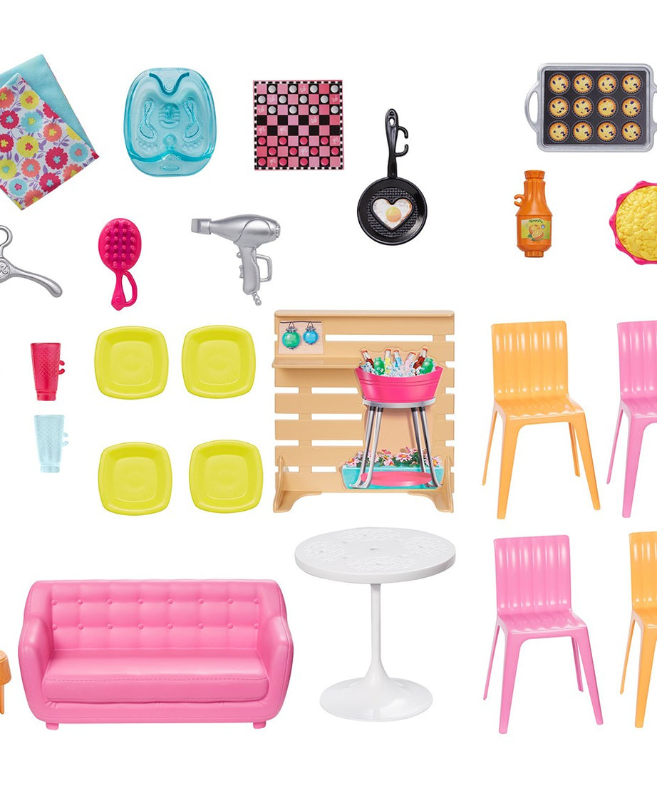 Barbie Malibu House 2-Story, 6-Room Dollhouse with Transformation Features and 25+ Accessories for Kids Ages 3 and Up