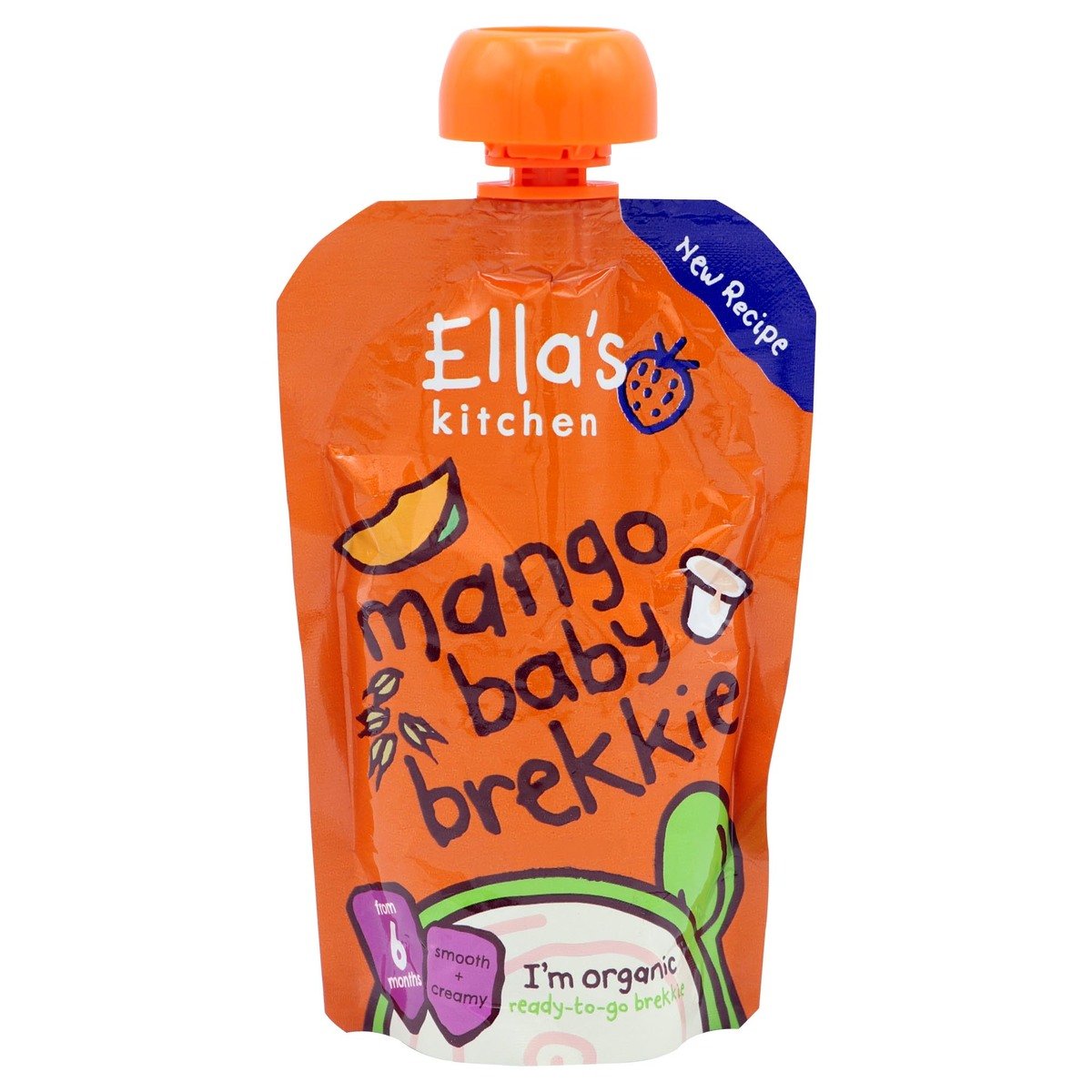 Ella’s Kitchen Mango Baby Brekkie – Organic Smooth & Creamy Breakfast Puree for Babies 6+ Months – Made with Mangoes, Whole Milk Yogurt, Oats & Rice Flour – 100g – No Added Sugar, Salt, or Water