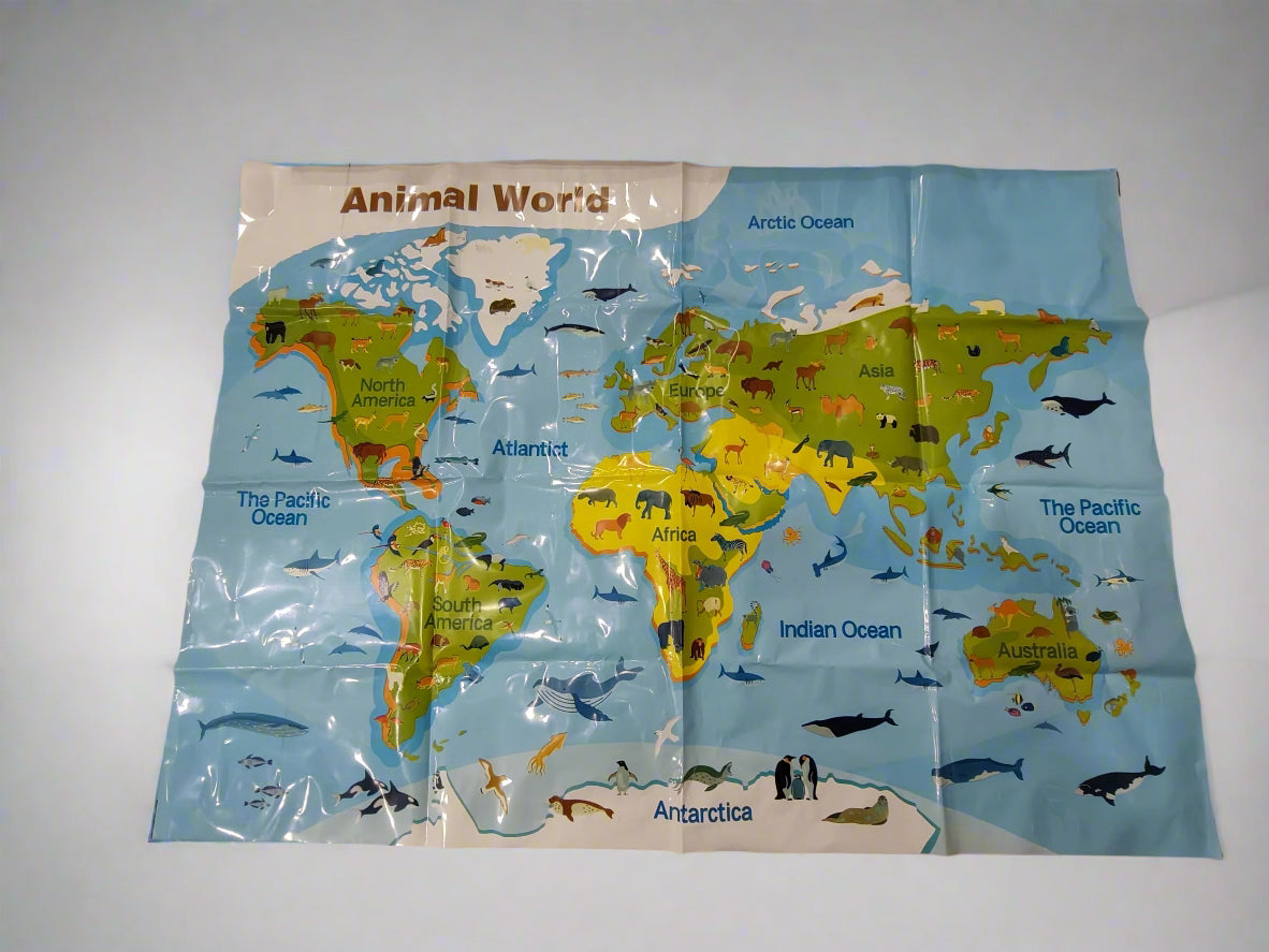 Ucok Toys Farm Animal World Playset - 19 Pieces with Farm Accessories, Trees & World Map | Educational Animal Figurines for Kids 3+ Years