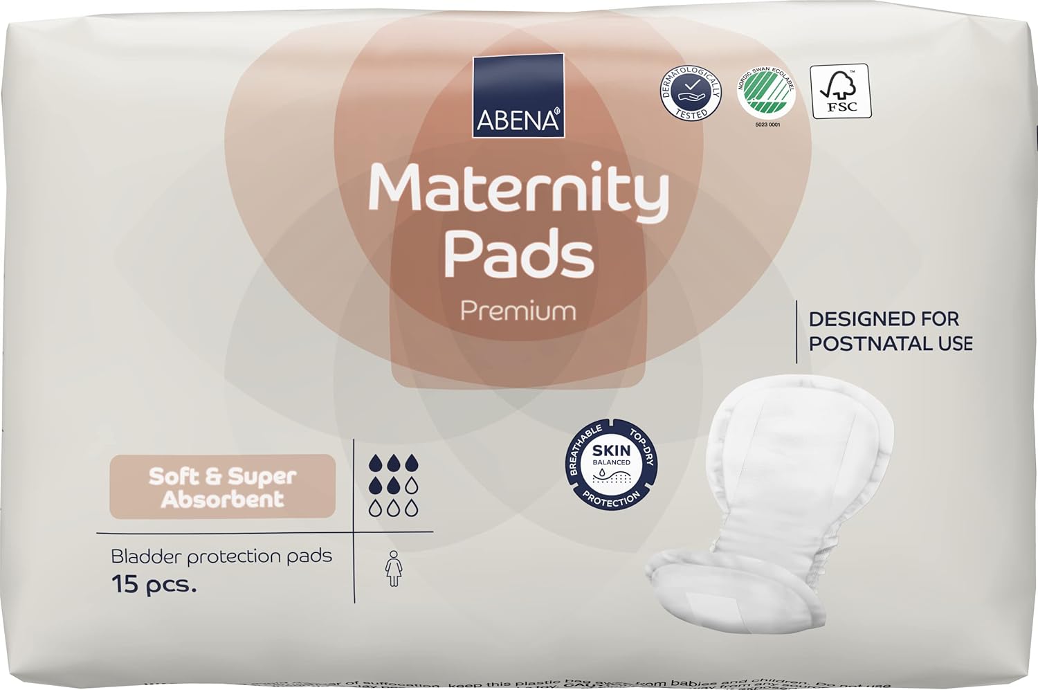 Abena Premium Maternity Pads for Women | Super Absorption & Breathable Postpartum Essentials | 15 Count