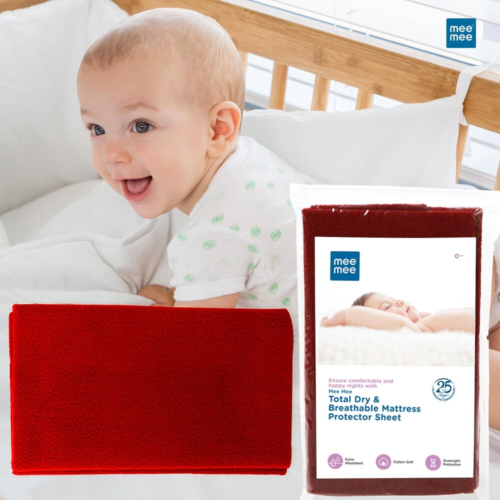 Mee Mee Total Dry & Breathable Waterproof Mattress Protector Sheet for Babies | Ultra Absorbent & Rash-Free Dry Mat for Newborns | Reusable Diaper-Free Night Sheet in Small, Medium, Large & XL Sizes | SUbject to Availability Color will be Provided