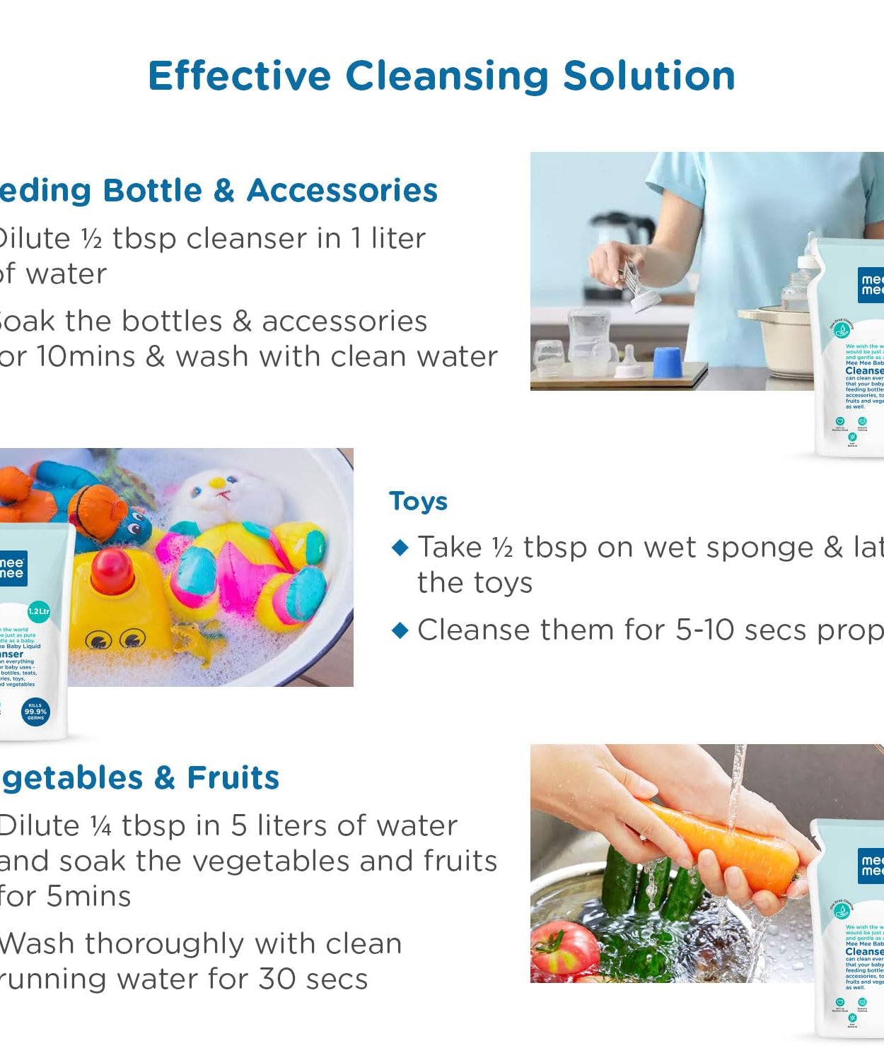 Mee Mee Anti-Bacterial Baby Liquid Cleanser for Liquid vessel nipple cleaning milk bottle clothes Refill Pack - 1.2 Litre - MINIMEE KIDS
