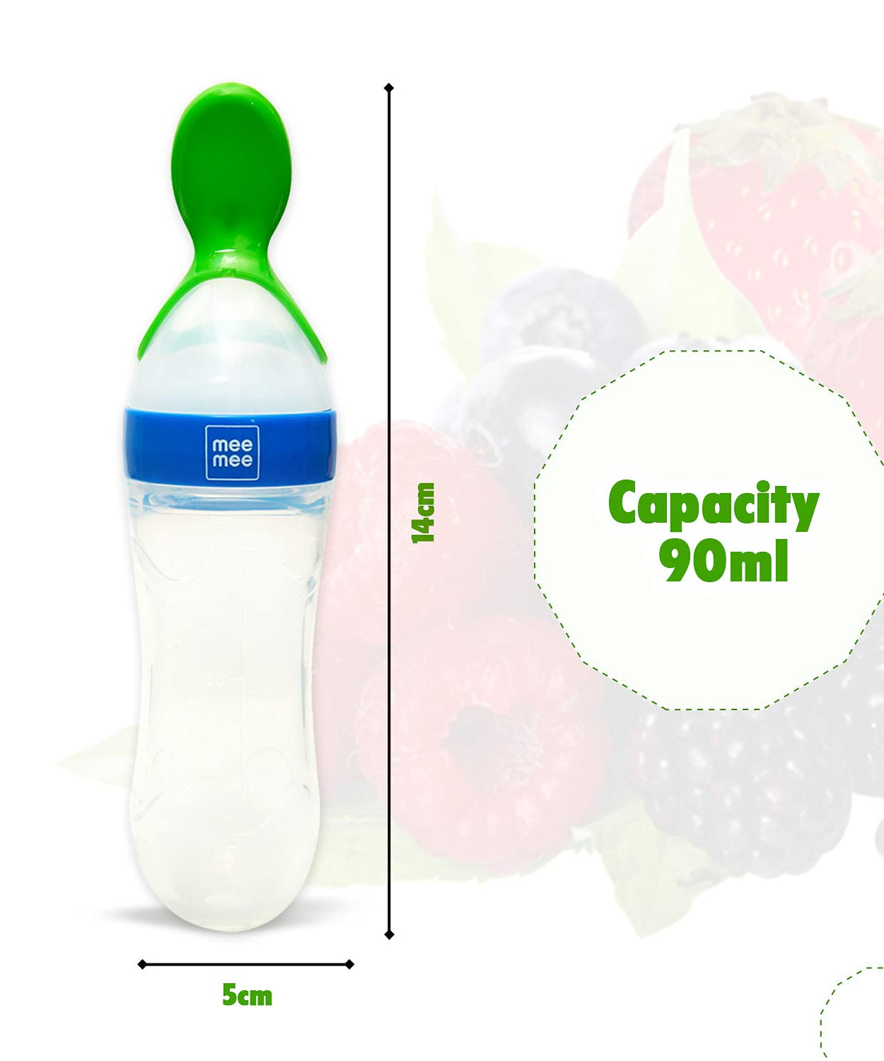Mee Mee Squeezy Silicone Food Feeder with Stand for Babies 4+ Months | 90ml | Easy Grip & Bite Resistant (Color May Vary)