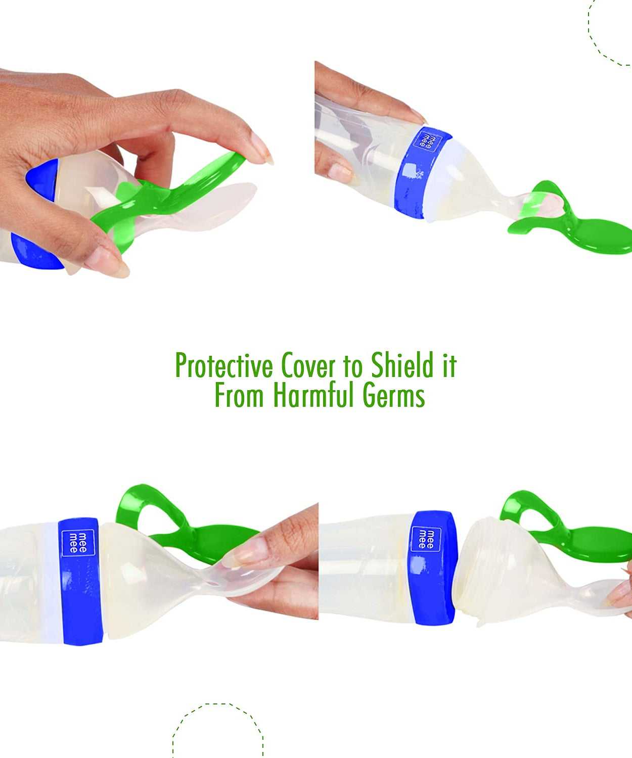 Mee Mee Squeezy Silicone Food Feeder with Stand for Babies 4+ Months | 90ml | Easy Grip & Bite Resistant (Color May Vary)