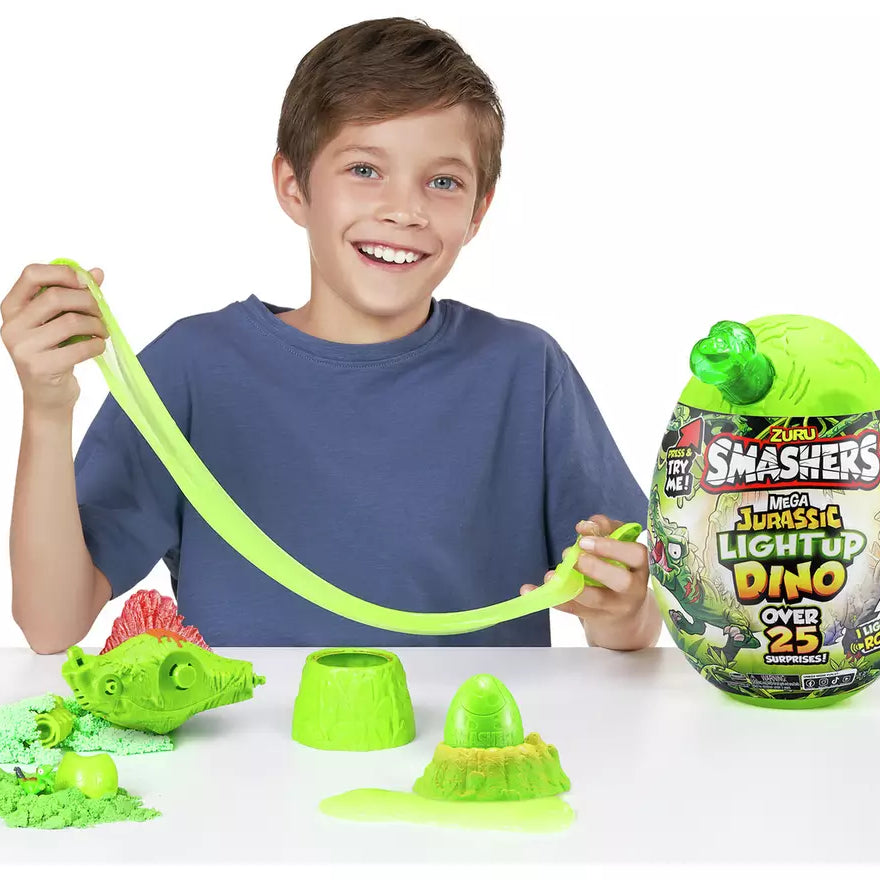 Zuru Smashers Mega Jurassic Light Up Dino Egg - 26 Surprises, Light Up & Roar Dino Fun for Kids Ages 5+