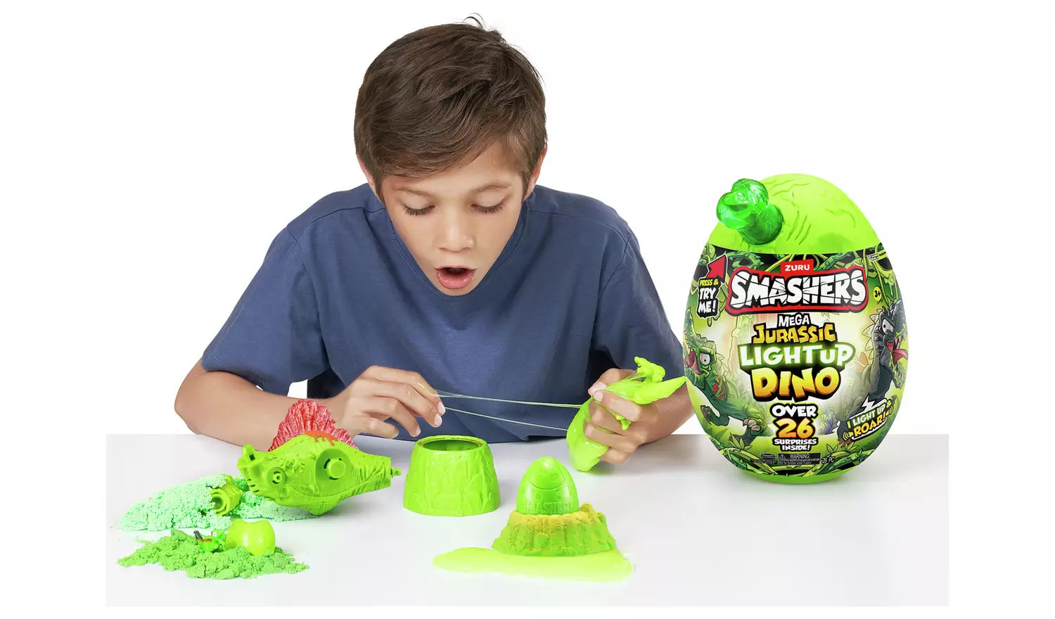 Zuru Smashers Mega Jurassic Light Up Dino Egg - 26 Surprises, Light Up & Roar Dino Fun for Kids Ages 5+