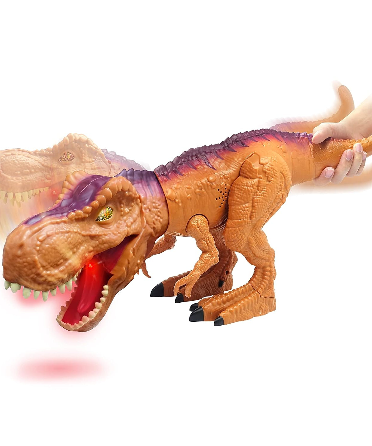 Dragon-i Toys Mighty Megasaur Twist and Bend Roaring T-Rex - Ferocious Roar, Biting Action, Light-Up Eyes & Mouth, Poseable Arms, Tail-Activated Head Movement