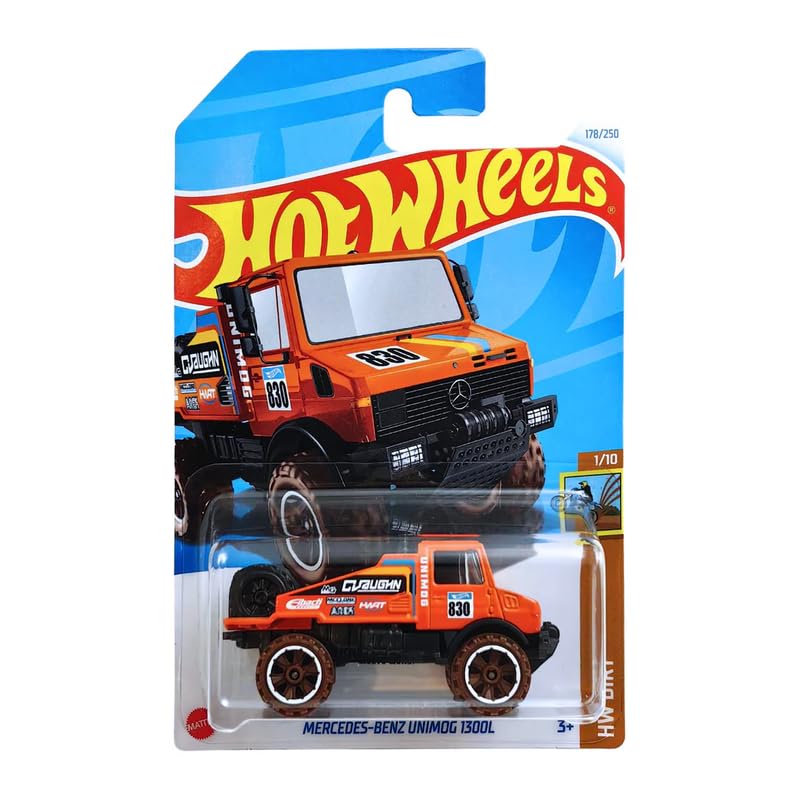 Hot Wheels Mercedes-Benz UNIMOG 1300L Die-Cast Truck (Orange) | HW Dirt Series 1/10 | 178/250 for Ages 3+ Years