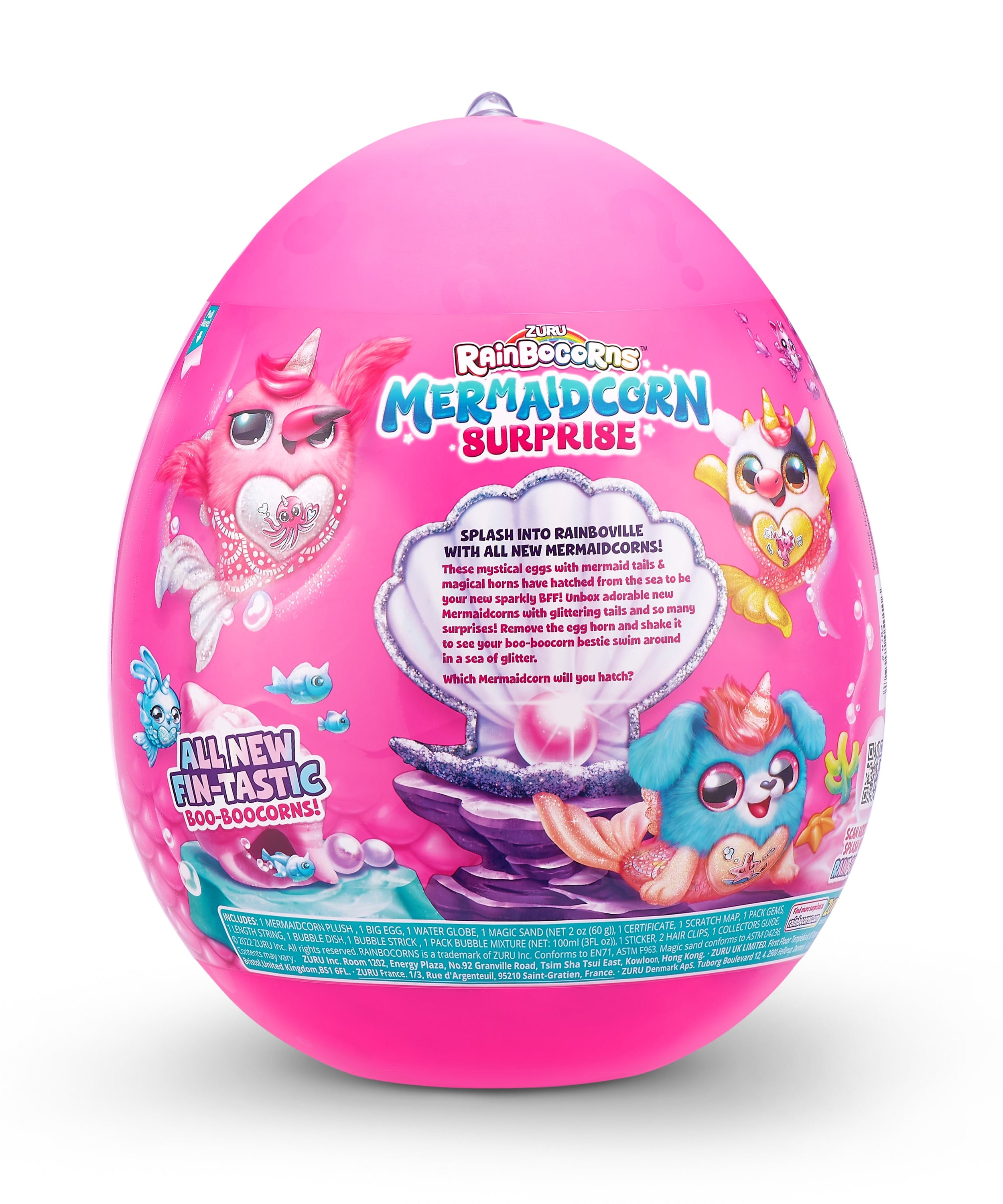 Zuru Rainbocorns Mermaidcorn Surprise - Over 35 Mermaid-Themed Surprises Inside, Including Water Globe Horn and Glittery Tail - Plush Toy for Kids Ages 3+
