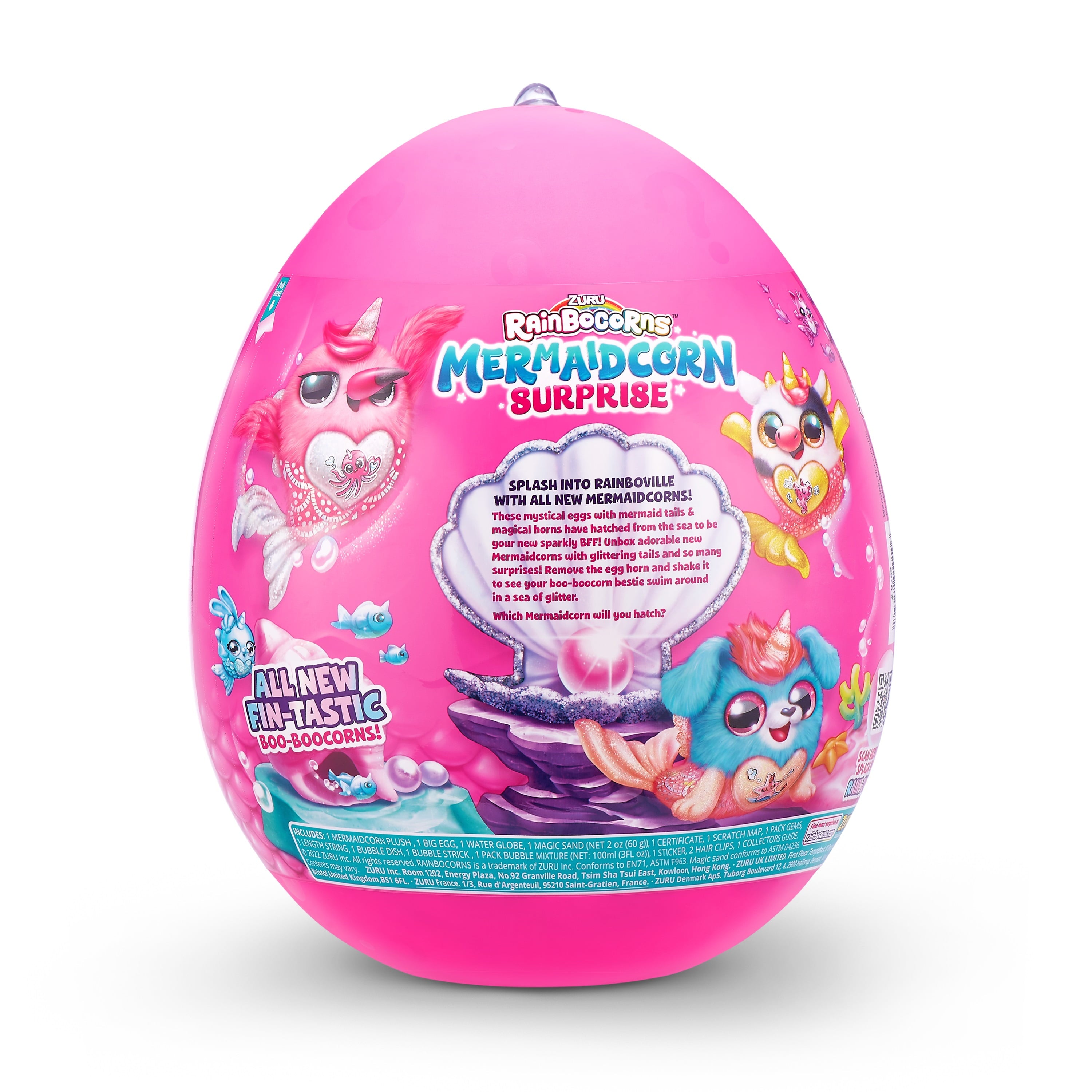 Zuru Rainbocorns Mermaidcorn Surprise - Over 35 Mermaid-Themed Surprises Inside, Including Water Globe Horn and Glittery Tail - Plush Toy for Kids Ages 3+