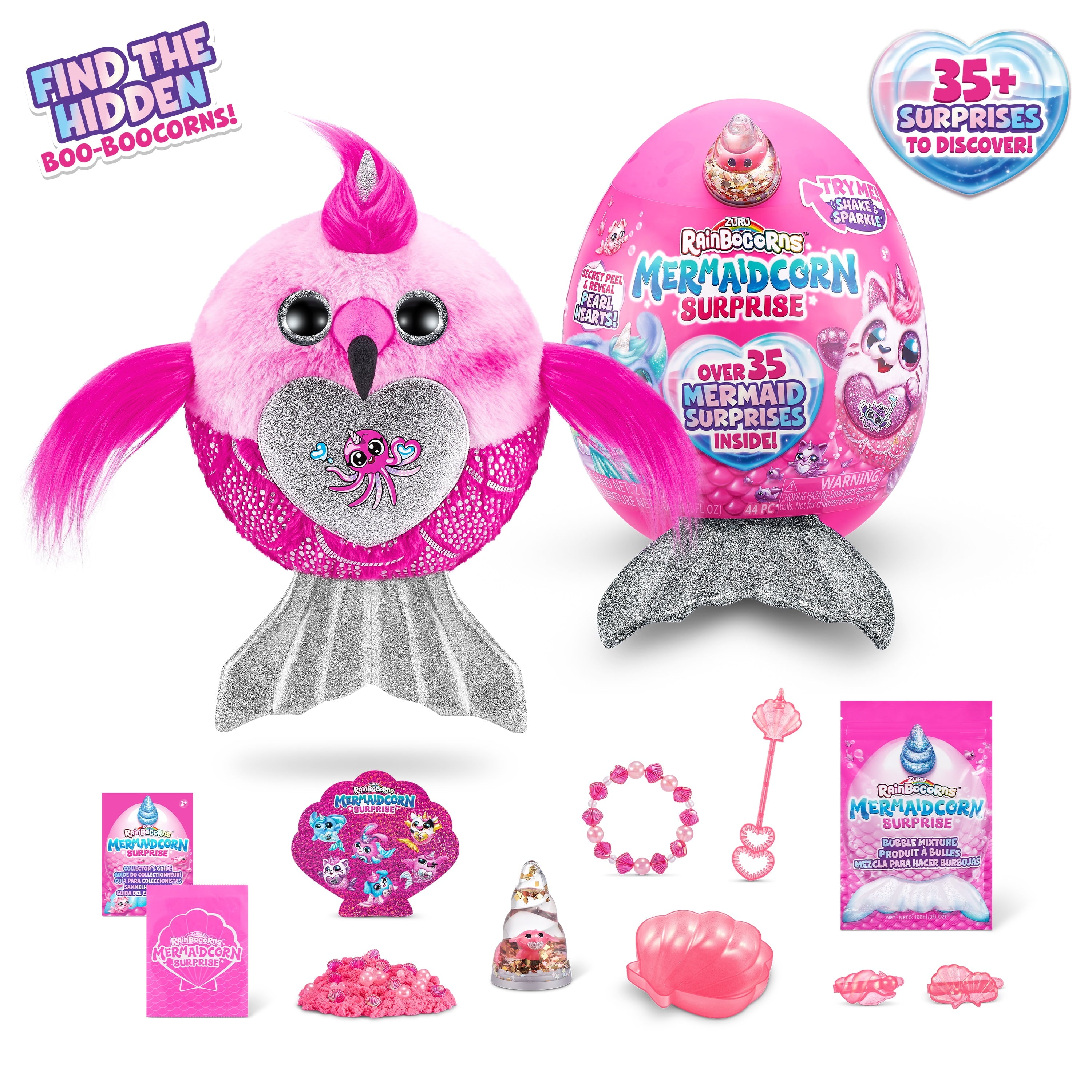 Zuru Rainbocorns Mermaidcorn Surprise - Over 35 Mermaid-Themed Surprises Inside, Including Water Globe Horn and Glittery Tail - Plush Toy for Kids Ages 3+