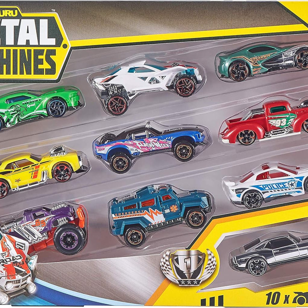 Zuru Metal Machines - 10 Pack Diecast Cars, 1:64 Scale, Collectible Cars for 3+ Years, Compatible with Metal Machines Playsets