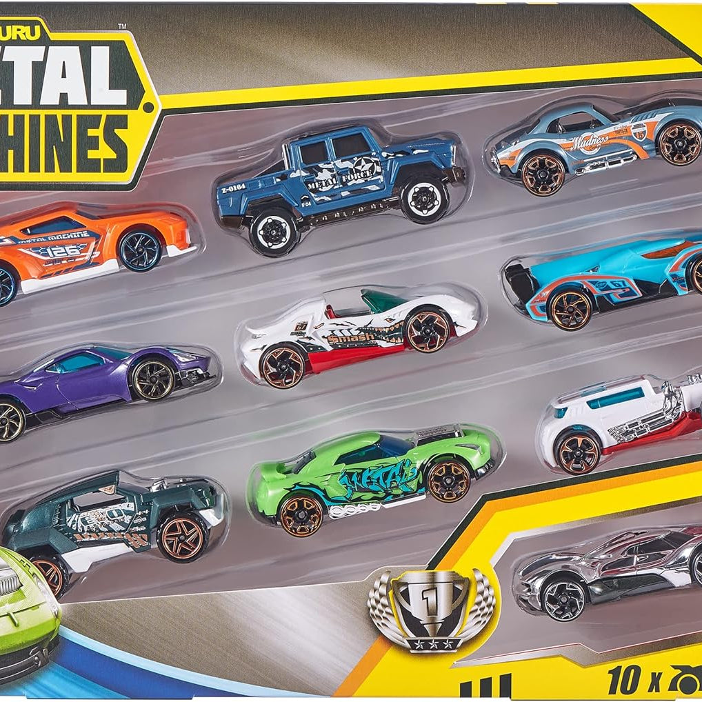 Zuru Metal Machines - 10 Pack Diecast Cars, 1:64 Scale, Collectible Cars for 3+ Years, Compatible with Metal Machines Playsets