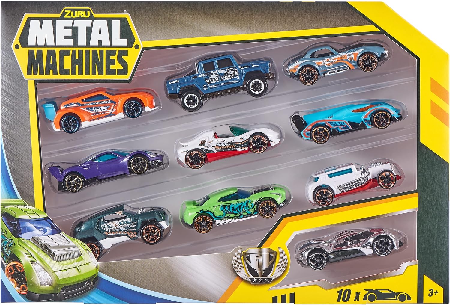 Zuru Metal Machines - 10 Pack Diecast Cars, 1:64 Scale, Collectible Cars for 3+ Years, Compatible with Metal Machines Playsets
