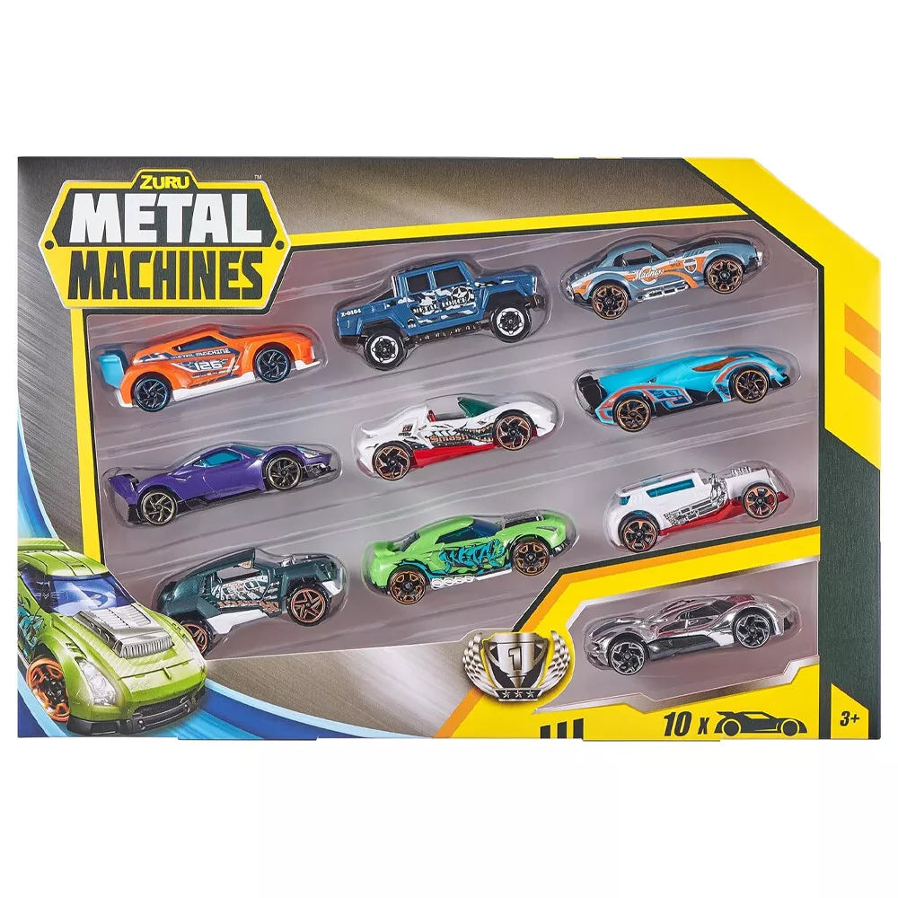 Zuru Metal Machines - 10 Pack Diecast Cars, 1:64 Scale, Collectible Cars for 3+ Years, Compatible with Metal Machines Playsets
