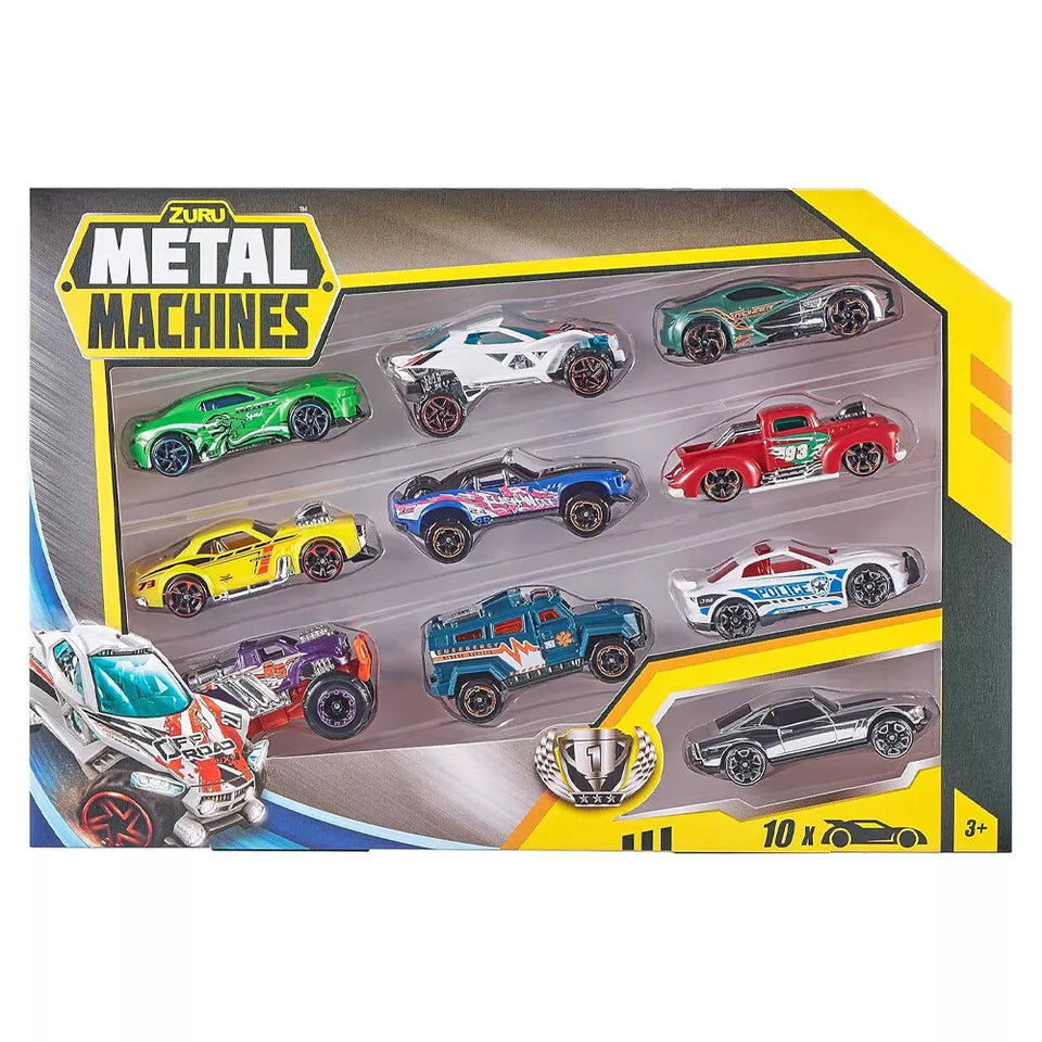 Zuru Metal Machines - 10 Pack Diecast Cars, 1:64 Scale, Collectible Cars for 3+ Years, Compatible with Metal Machines Playsets