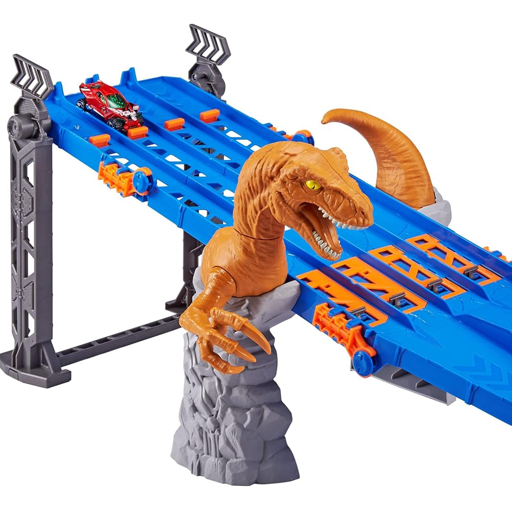 Zuru Metal Machines 4-Lane Raptor Attack Track Set with Hidden Ejectors and Exclusive Diecast Car, 1.2m/4ft Racing Track for Kids 4+ Years