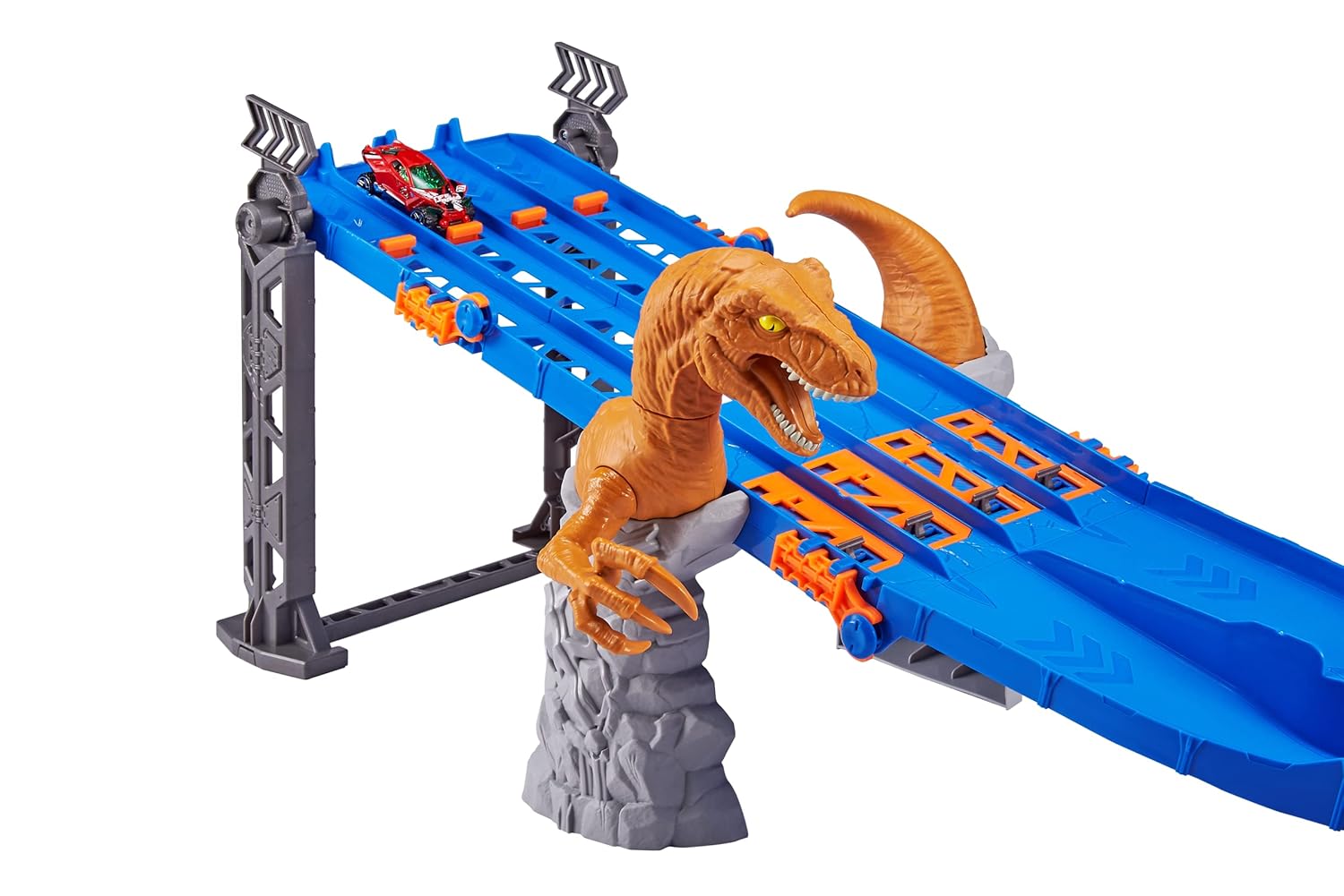 Zuru Metal Machines 4-Lane Raptor Attack Track Set with Hidden Ejectors and Exclusive Diecast Car, 1.2m/4ft Racing Track for Kids 4+ Years