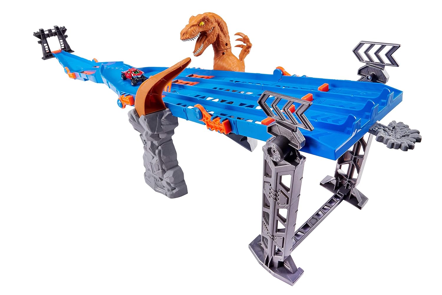 Zuru Metal Machines 4-Lane Raptor Attack Track Set with Hidden Ejectors and Exclusive Diecast Car, 1.2m/4ft Racing Track for Kids 4+ Years