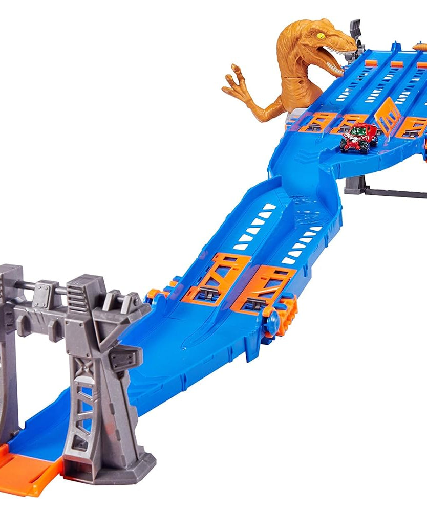 Zuru Metal Machines 4-Lane Raptor Attack Track Set with Hidden Ejectors and Exclusive Diecast Car, 1.2m/4ft Racing Track for Kids 4+ Years - MINIMEE KIDS