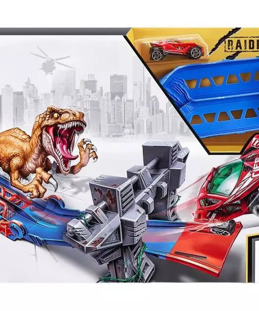 Zuru Metal Machines 4-Lane Raptor Attack Track Set with Hidden Ejectors and Exclusive Diecast Car, 1.2m/4ft Racing Track for Kids 4+ Years - MINIMEE KIDS