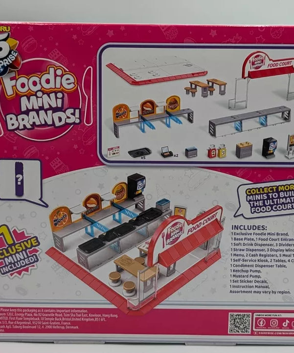 Zuru 5 Surprise Foodie Mini Brands Mini Food Court Playset - Includes Exclusive Mini, 31-Piece Set with Food Court Entrance, Dining Area & Food Accessories for Kids 3+ Years - MINIMEE KIDS