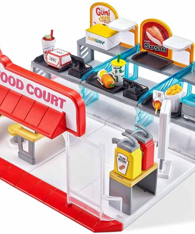 Zuru 5 Surprise Foodie Mini Brands Mini Food Court Playset - Includes Exclusive Mini, 31-Piece Set with Food Court Entrance, Dining Area & Food Accessories for Kids 3+ Years - MINIMEE KIDS