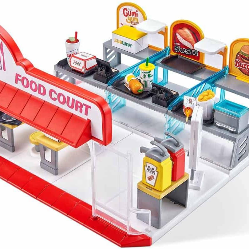 Zuru 5 Surprise Foodie Mini Brands Mini Food Court Playset - Includes Exclusive Mini, 31-Piece Set with Food Court Entrance, Dining Area & Food Accessories for Kids 3+ Years